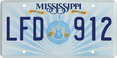 MS license plate LFD912