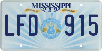 MS license plate LFD915