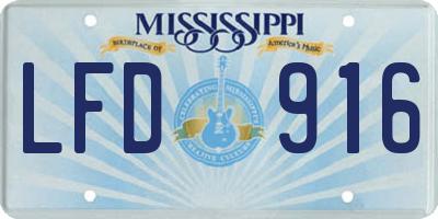 MS license plate LFD916