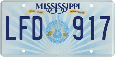 MS license plate LFD917
