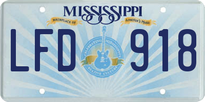 MS license plate LFD918