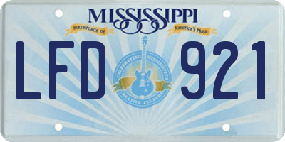 MS license plate LFD921