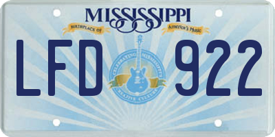 MS license plate LFD922