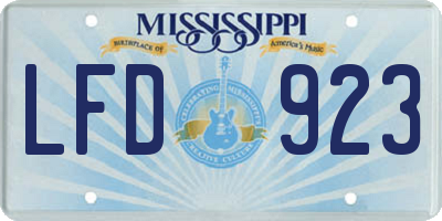 MS license plate LFD923
