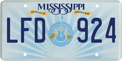 MS license plate LFD924