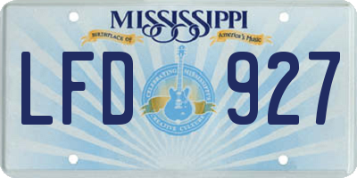 MS license plate LFD927