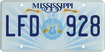 MS license plate LFD928
