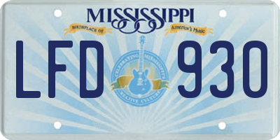 MS license plate LFD930