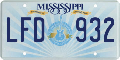 MS license plate LFD932