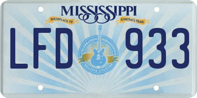 MS license plate LFD933