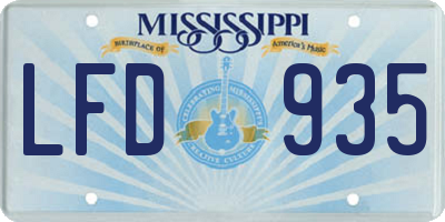 MS license plate LFD935