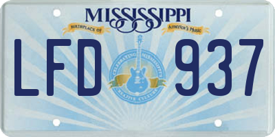 MS license plate LFD937