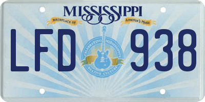 MS license plate LFD938