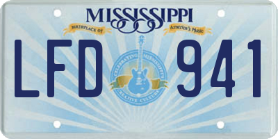 MS license plate LFD941