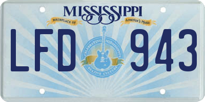 MS license plate LFD943