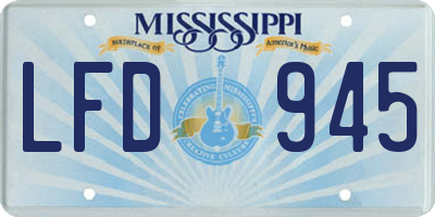 MS license plate LFD945