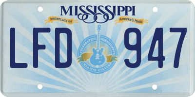 MS license plate LFD947
