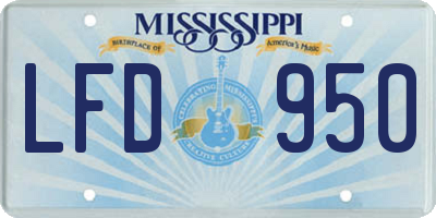 MS license plate LFD950