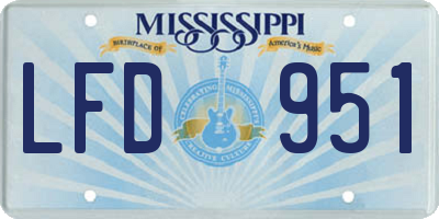 MS license plate LFD951