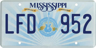 MS license plate LFD952