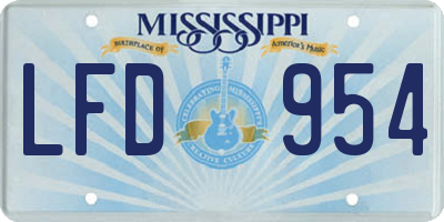 MS license plate LFD954