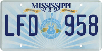 MS license plate LFD958