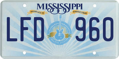 MS license plate LFD960