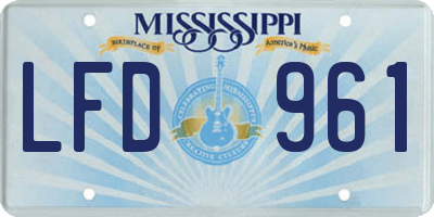 MS license plate LFD961