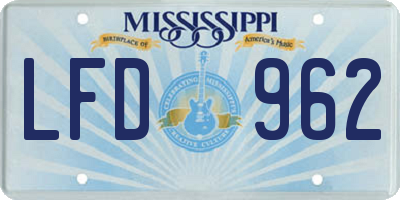 MS license plate LFD962