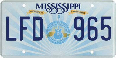 MS license plate LFD965