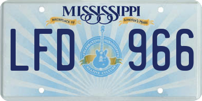 MS license plate LFD966