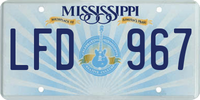 MS license plate LFD967
