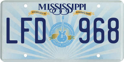 MS license plate LFD968