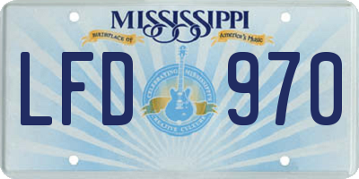 MS license plate LFD970
