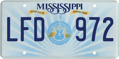 MS license plate LFD972