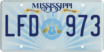 MS license plate LFD973