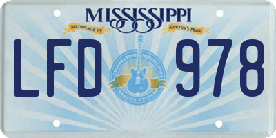 MS license plate LFD978