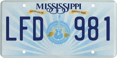 MS license plate LFD981