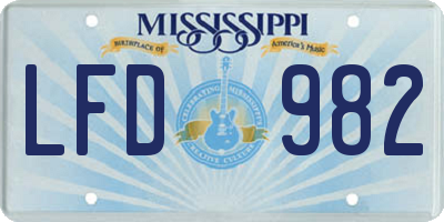 MS license plate LFD982