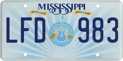 MS license plate LFD983