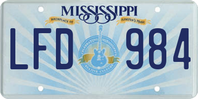 MS license plate LFD984