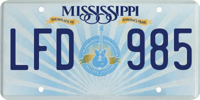 MS license plate LFD985