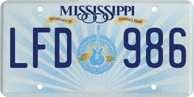 MS license plate LFD986