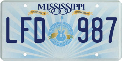 MS license plate LFD987