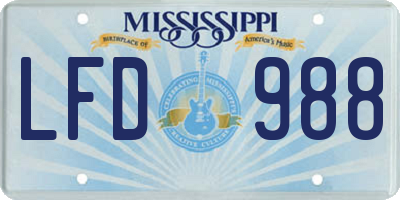 MS license plate LFD988