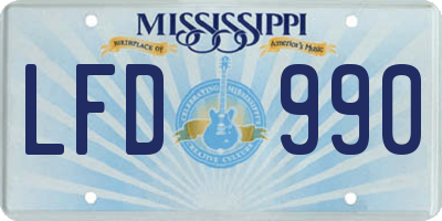 MS license plate LFD990