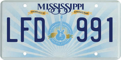 MS license plate LFD991