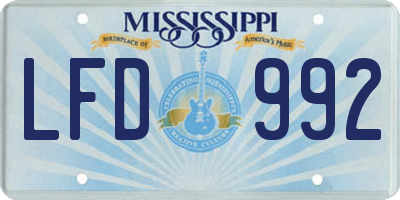MS license plate LFD992