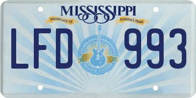 MS license plate LFD993