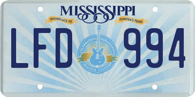 MS license plate LFD994